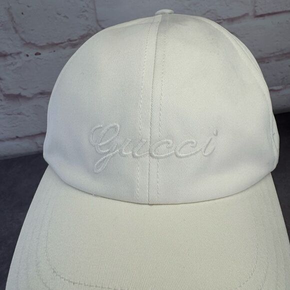 Gucci Venice Cotton Embroidered Script Logo Baseball Cap Hat Medium - Picture 4 of 14